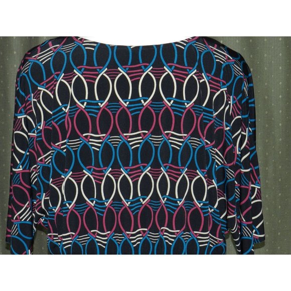 Ladies size 2X Bisou Bisou artsy stretch blend tunic top black satin trim - Picture 5 of 5